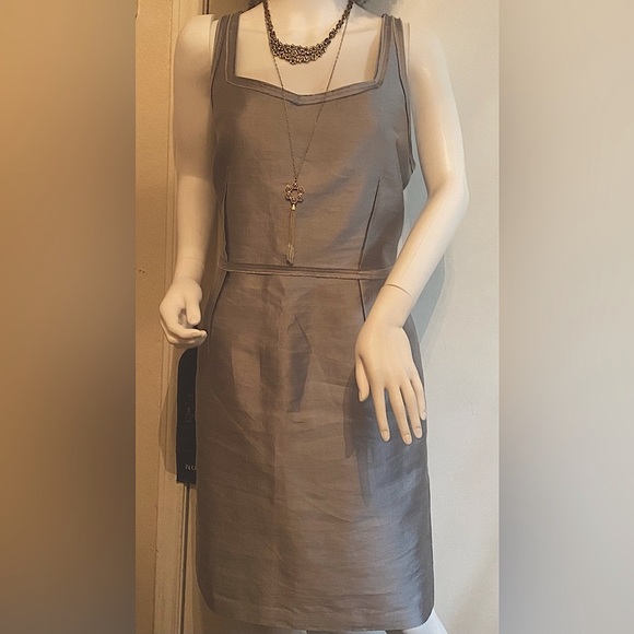 Talbots Silk & Wool Sweetheart Neckline Dress, Fully lined Silver Gray Sz 16 NWT - Picture 4 of 7